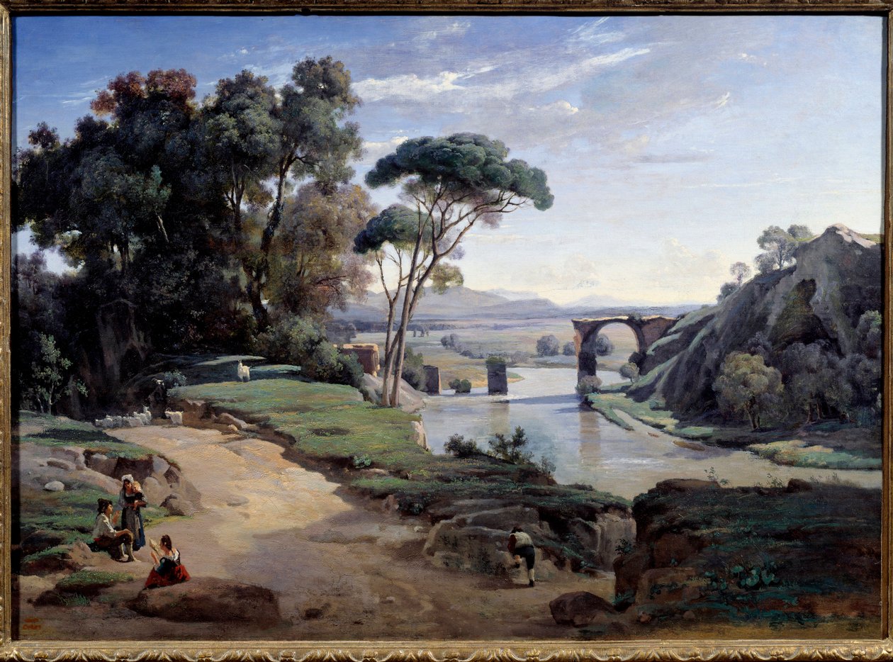 Narni-bron nära Rom. Målning av Camille Corot (1796-1875) av Jean Baptiste Camille Corot