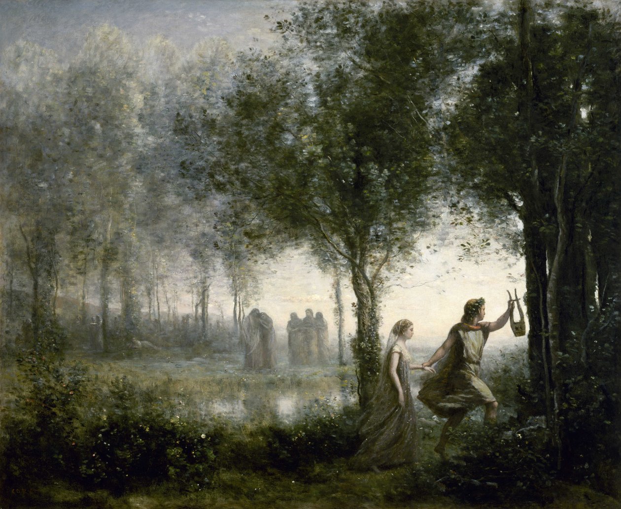 Orfeus leder Eurydike från underjorden av Jean Baptiste Camille Corot