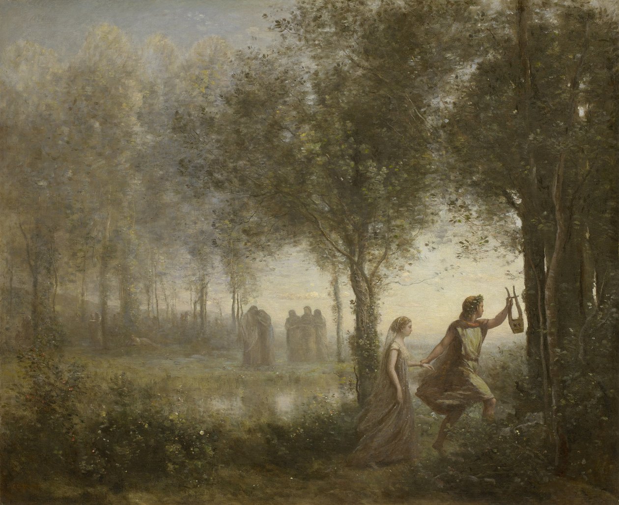 Orfeus leder Eurydike från underjorden, 1861 av Jean Baptiste Camille Corot