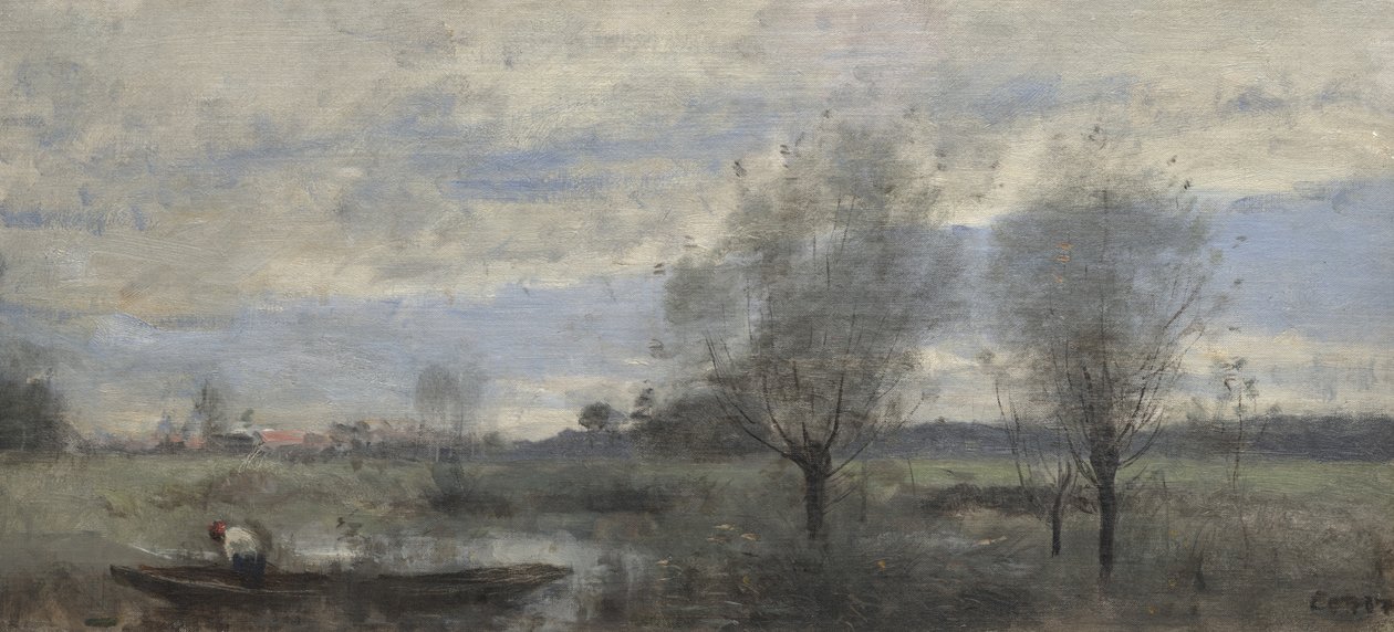 Palluel, båtägare i träskmarkerna av Jean Baptiste Camille Corot