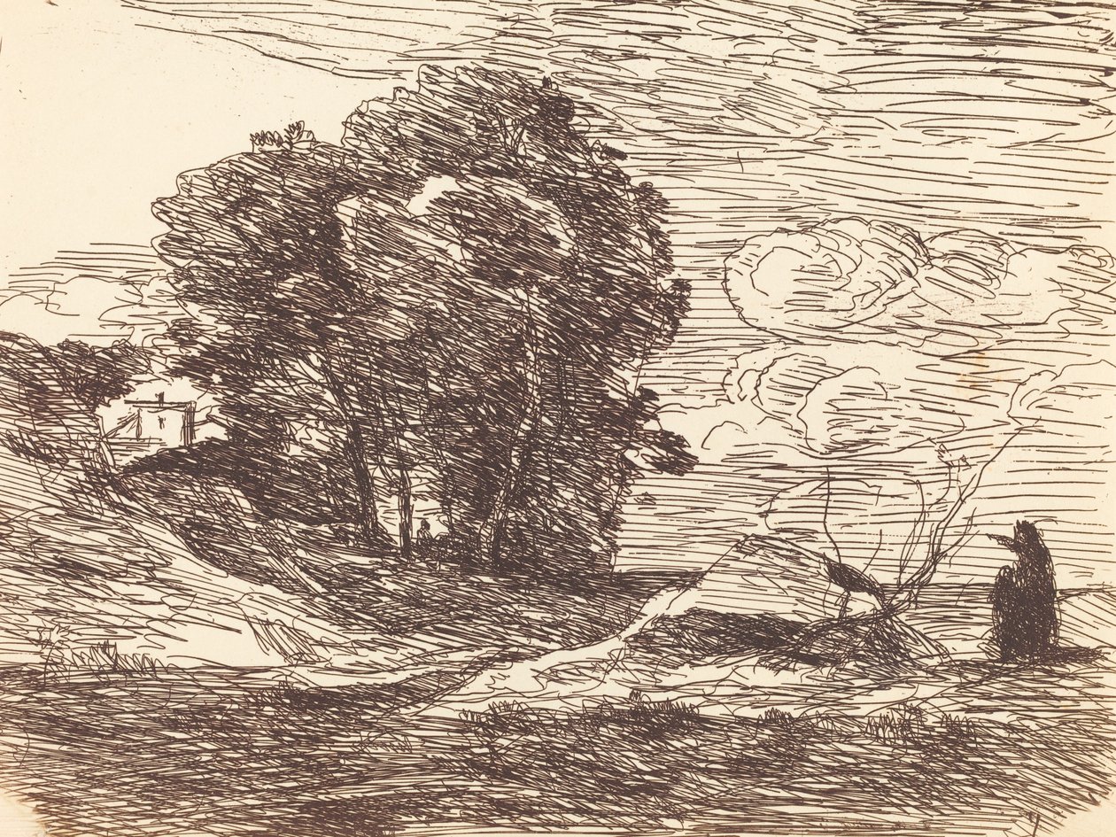 Poetens boning La Demeure du poete, 1871. av Jean Baptiste Camille Corot