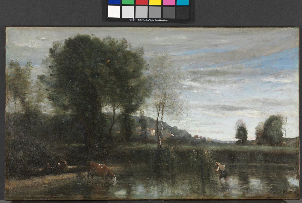 Damm vid Ville-d"Avray, sent 1860-tal av Jean Baptiste Camille Corot