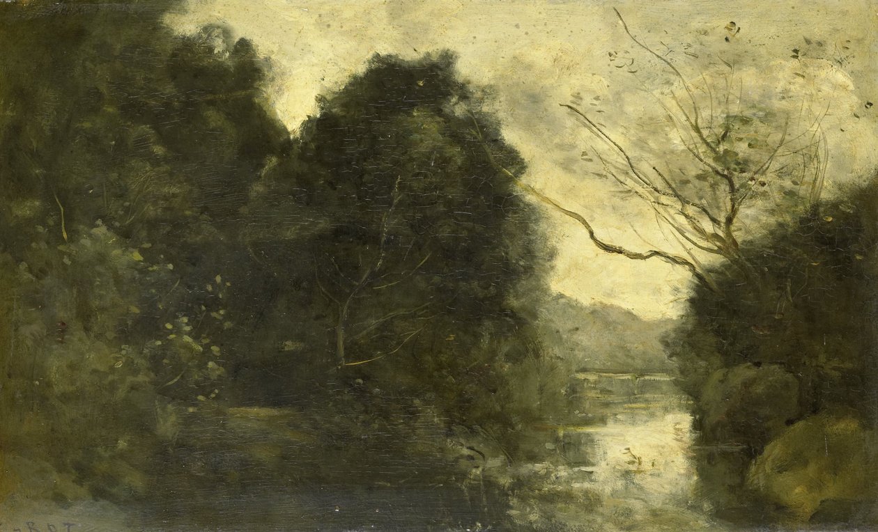 Damm i skogen av Jean Baptiste Camille Corot