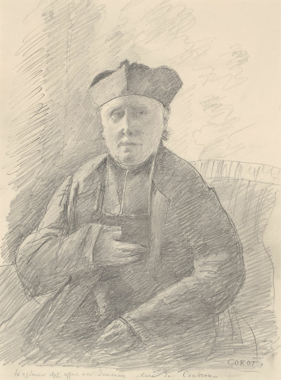 Porträtt av Abbé Jouveau av Jean Baptiste Camille Corot