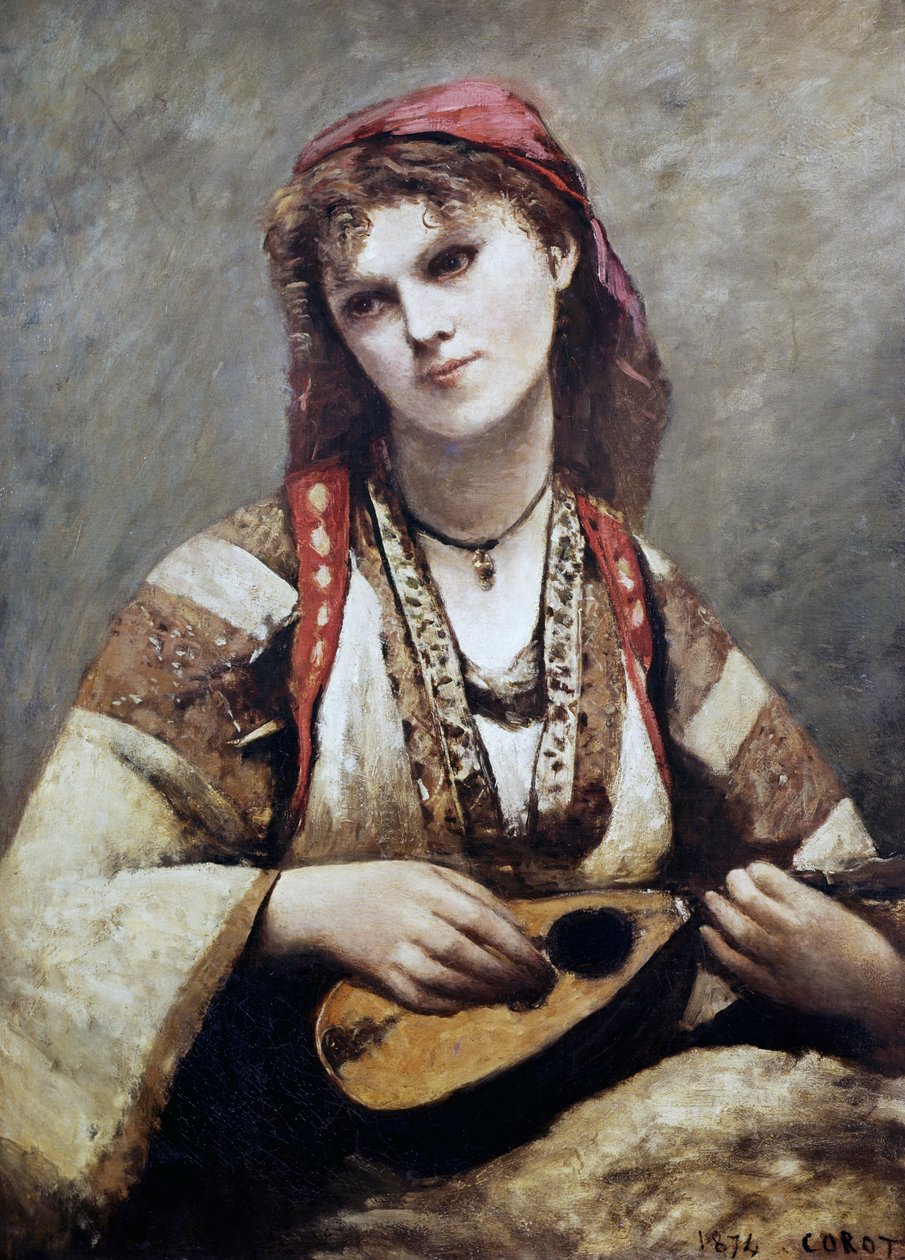 Porträtt av Christine Nilson, eller Bohemen med mandolin av Jean Baptiste Camille Corot