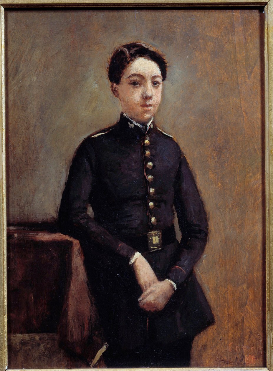 Porträtt av Collegian Abel Chambaud Målning av Camille Corot (1796-1875) 1800-talets sön. 0,32x0,24 m av Jean Baptiste Camille Corot