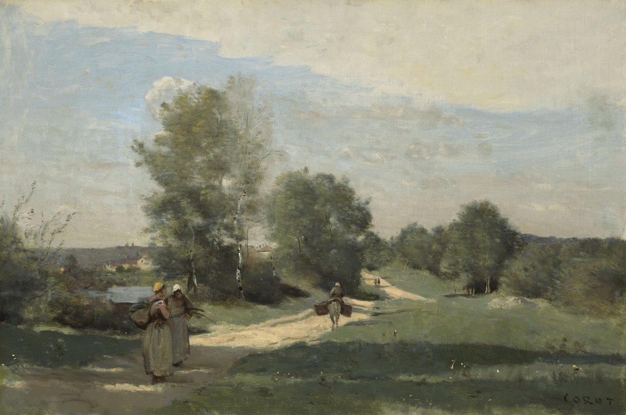 Vägen vid vattnet, c.1865?-70 av Jean Baptiste Camille Corot