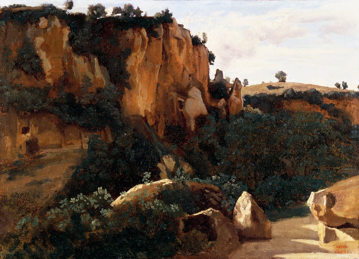 Stenig skogsdal vid Civita Castellana av Jean Baptiste Camille Corot