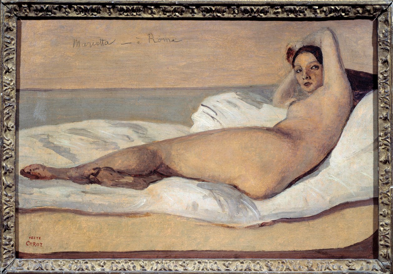 Romersk odalisque: Marietta. Målning av Camille Corot (1796-1875) av Jean Baptiste Camille Corot