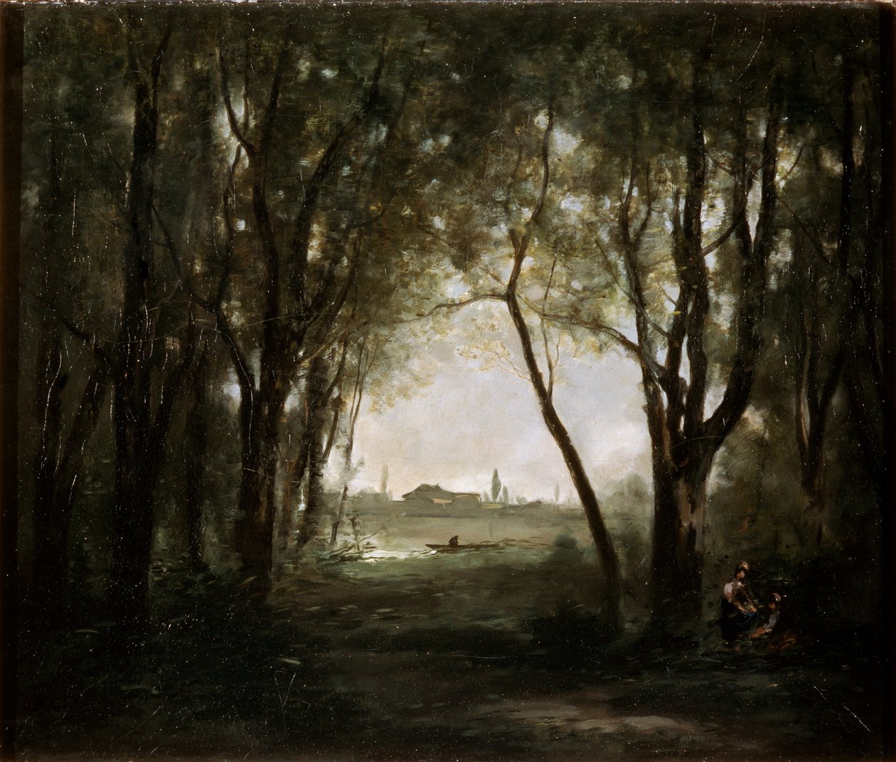 Scen nära en sjö, 1860-1873. av Jean Baptiste Camille Corot