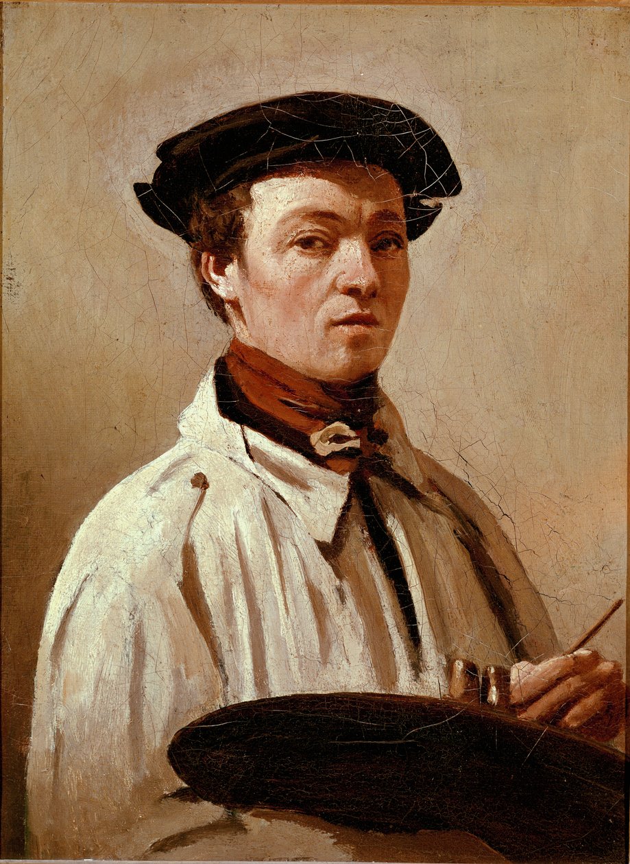 Självporträtt. Målning av Jean Baptiste Camille Corot (1796-1875). Olja på duk. Mått: 34x25cm. Florens, Uffizierna av Jean Baptiste Camille Corot