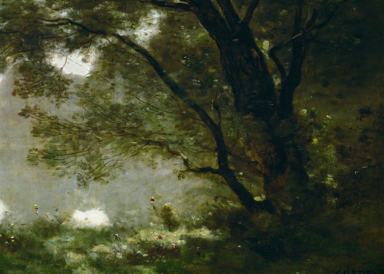Shepherd. Souvenir från Mortefontaine, Frankrike ... av Jean Baptiste Camille Corot