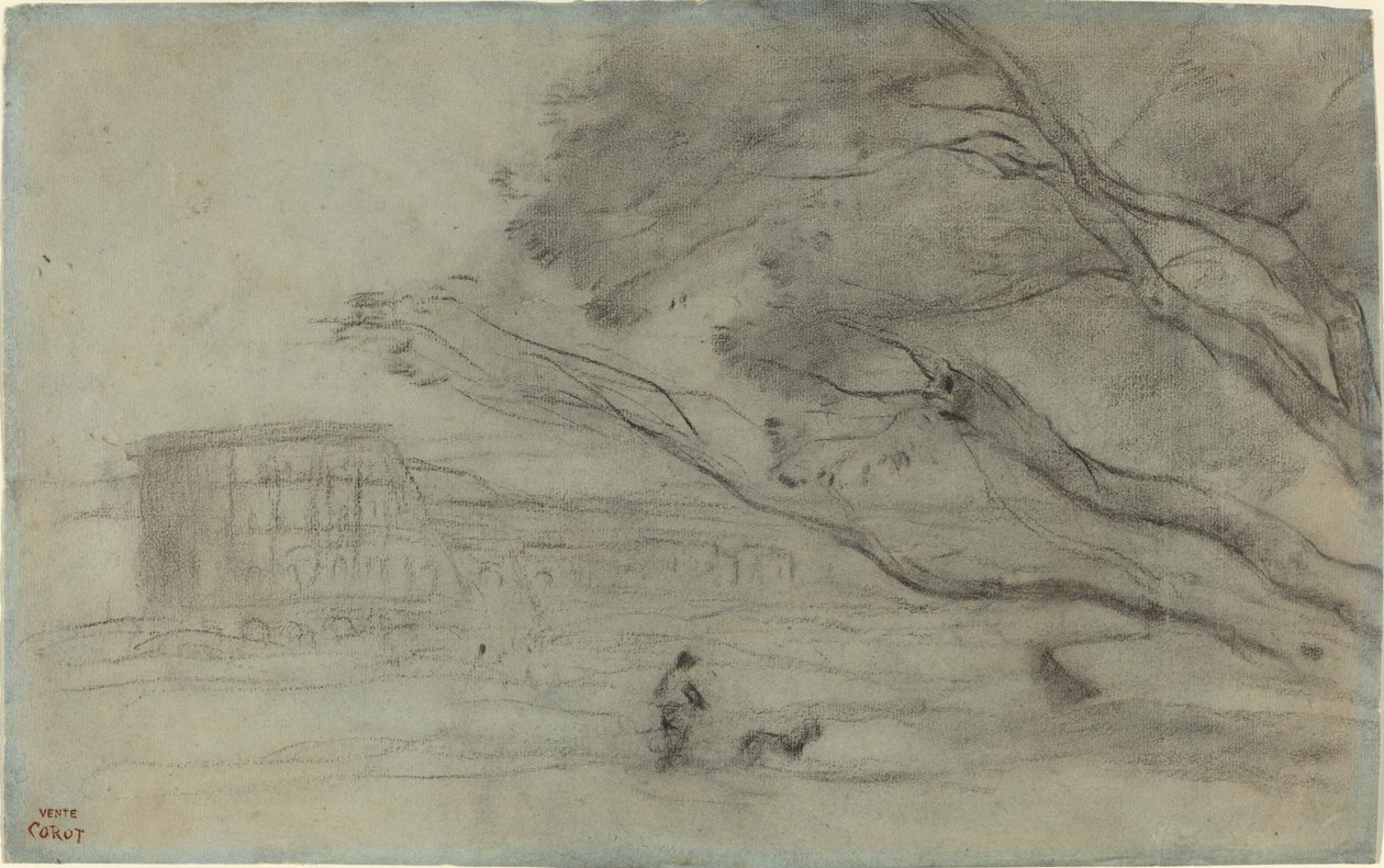 Souvenir: Romerskt landskap med Colosseum av Jean Baptiste Camille Corot
