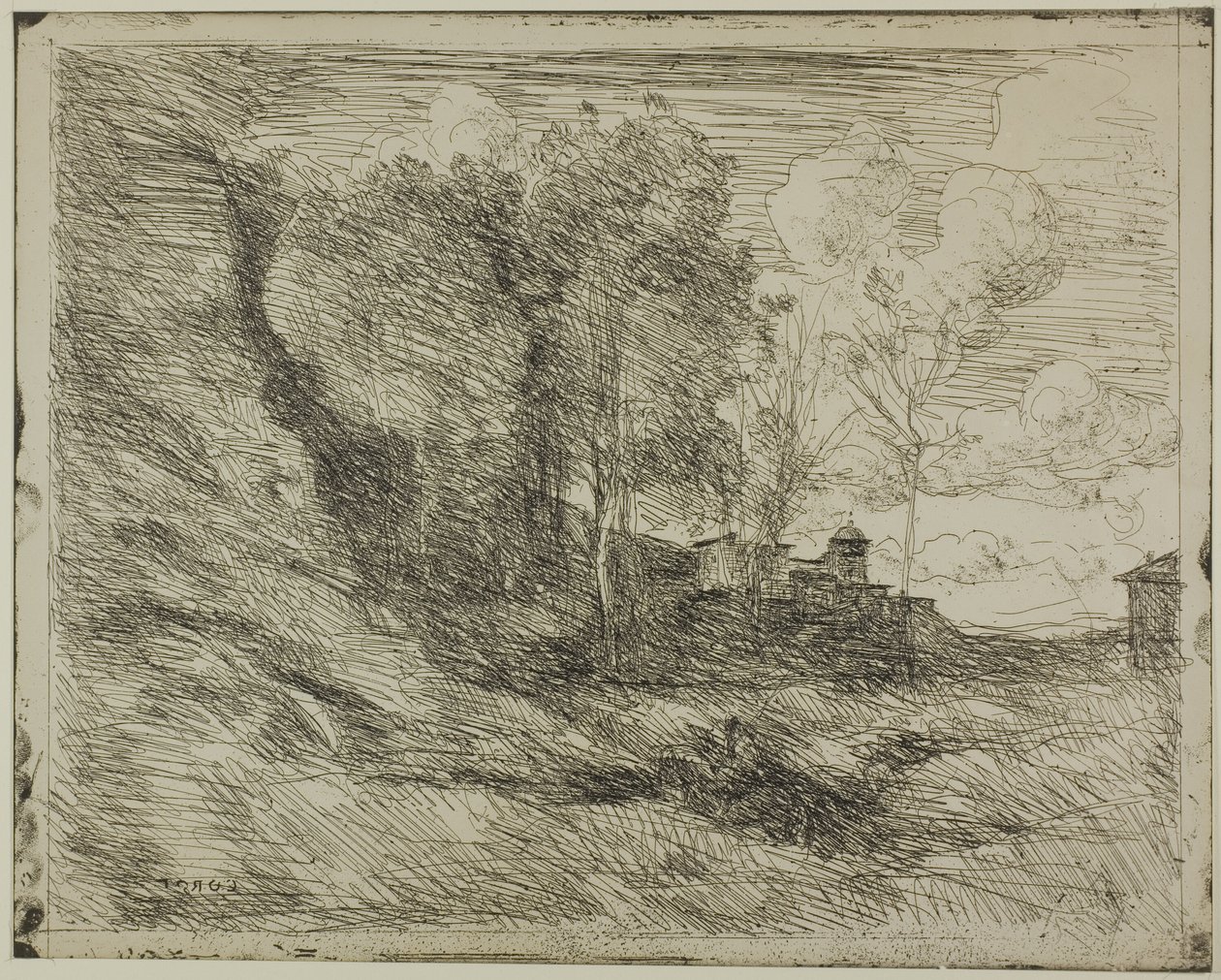 Souvenir av Ostia av Jean Baptiste Camille Corot