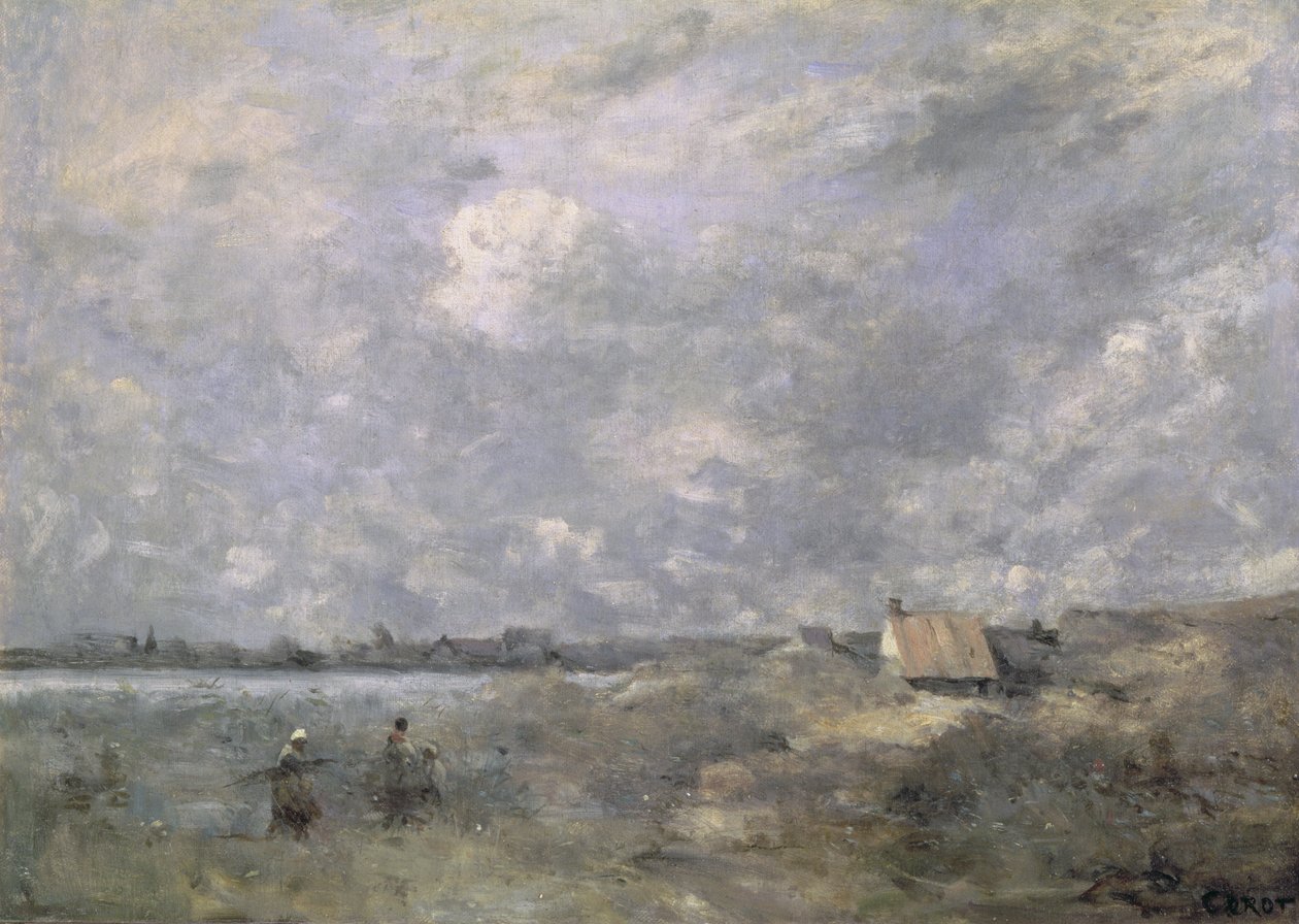 Stormigt väder, Pas de Calais, ca 1870 (olja på duk) av Jean Baptiste Camille Corot