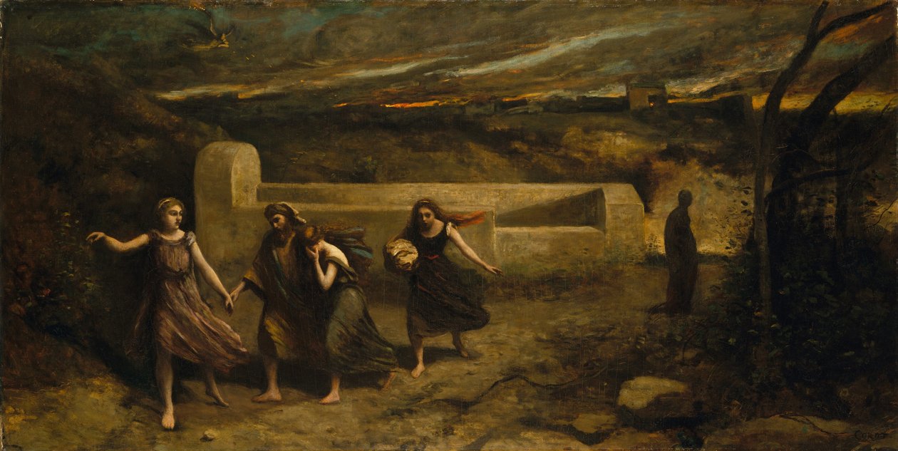 Brännandet av Sodom av Jean Baptiste Camille Corot