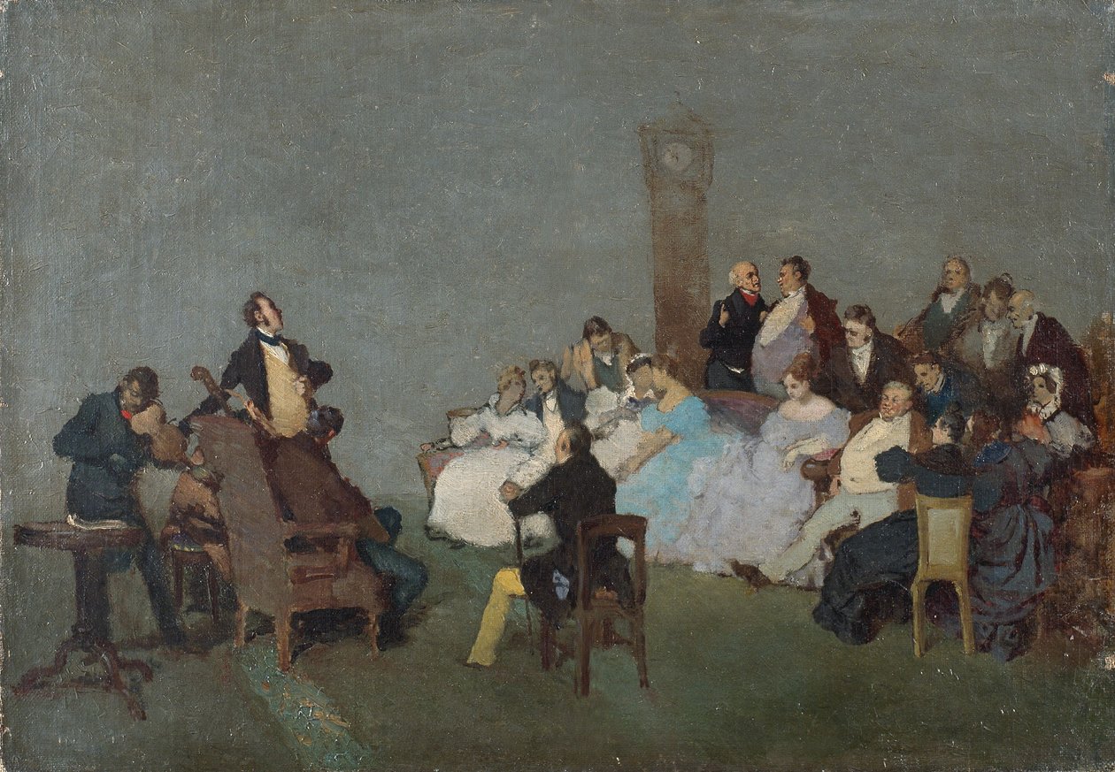 Konserten, ca 1830-40 (olja på duk) av Jean Baptiste Camille Corot