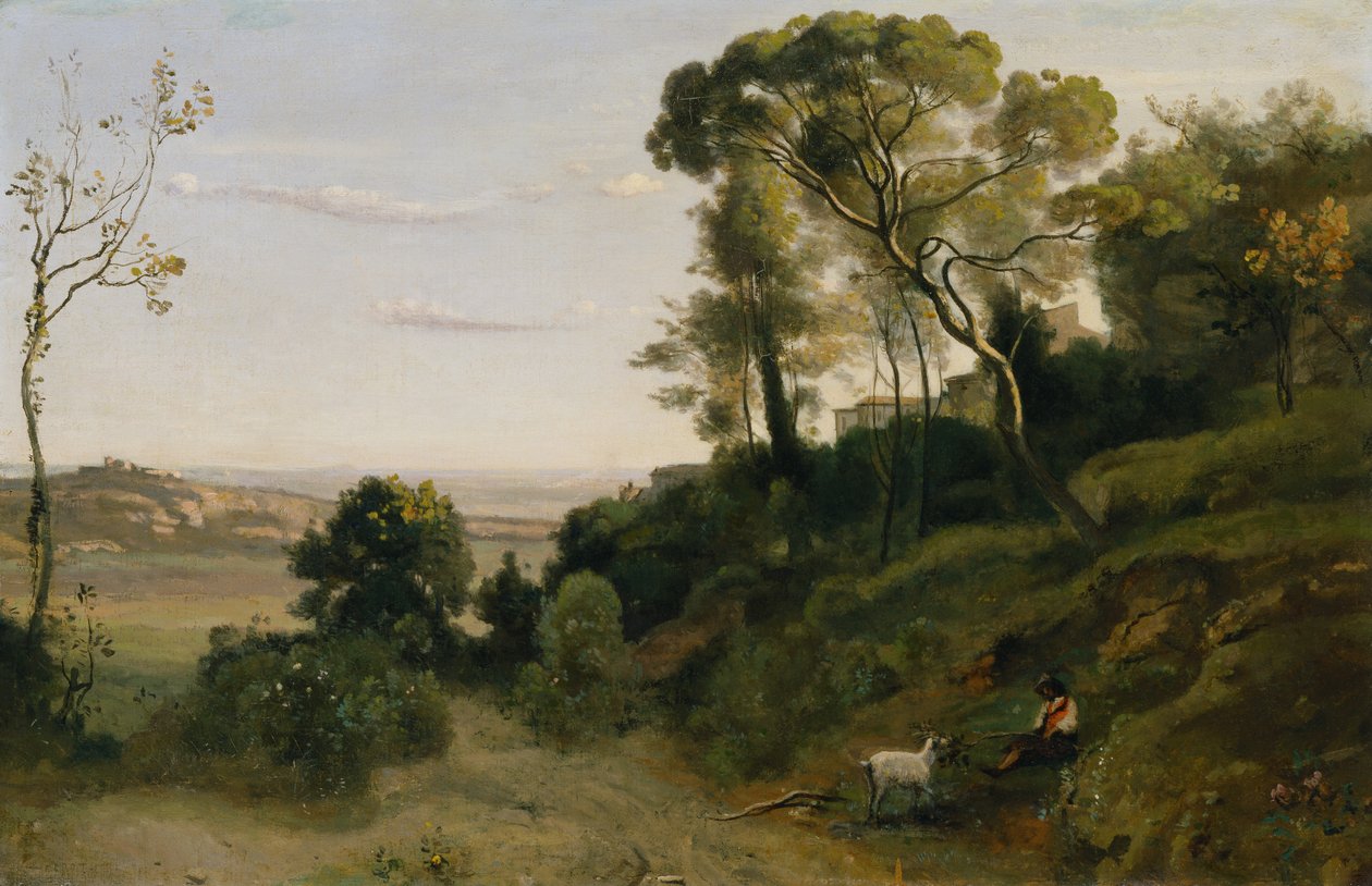 Landsbygden nära Neapel (olja på duk) av Jean Baptiste Camille Corot