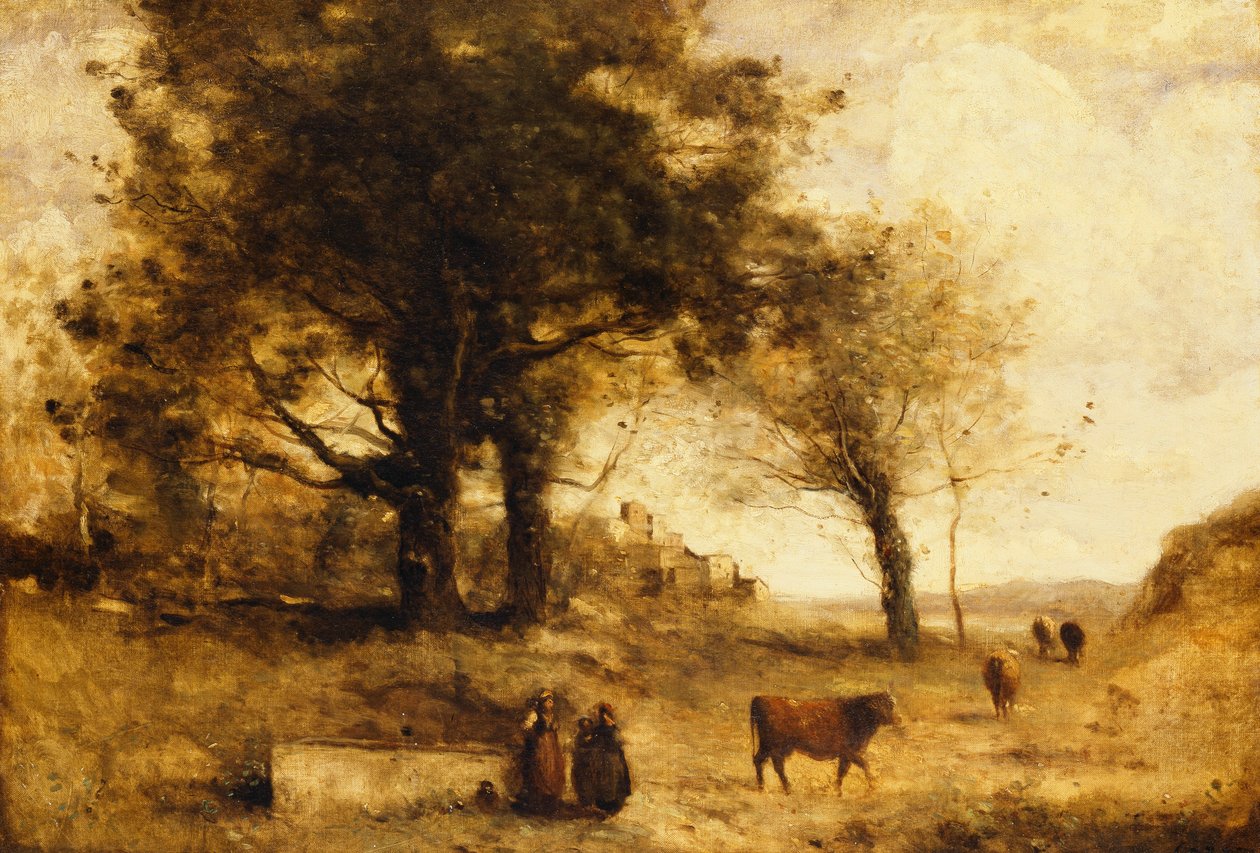 Korna och brunnen, av Jean Baptiste Camille Corot