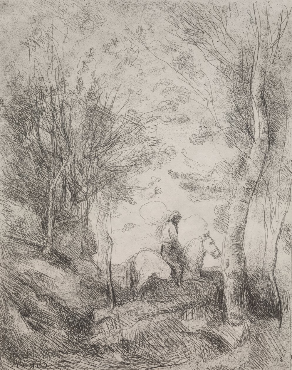Den store kavaljeren i skogen av Jean Baptiste Camille Corot