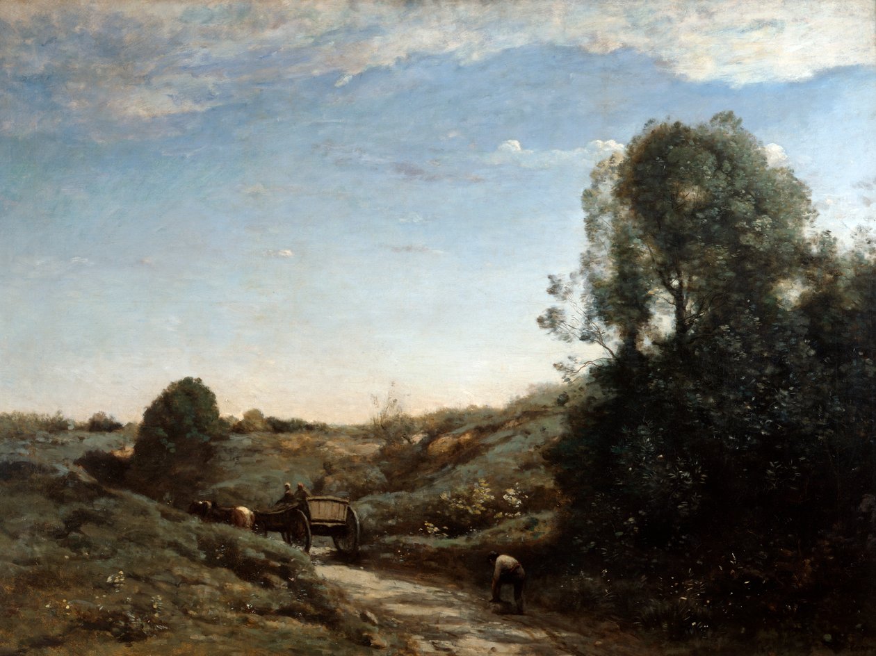 Hästkärran, minne av Marcoussis nära Montlhery, 1855 av Jean Baptiste Camille Corot