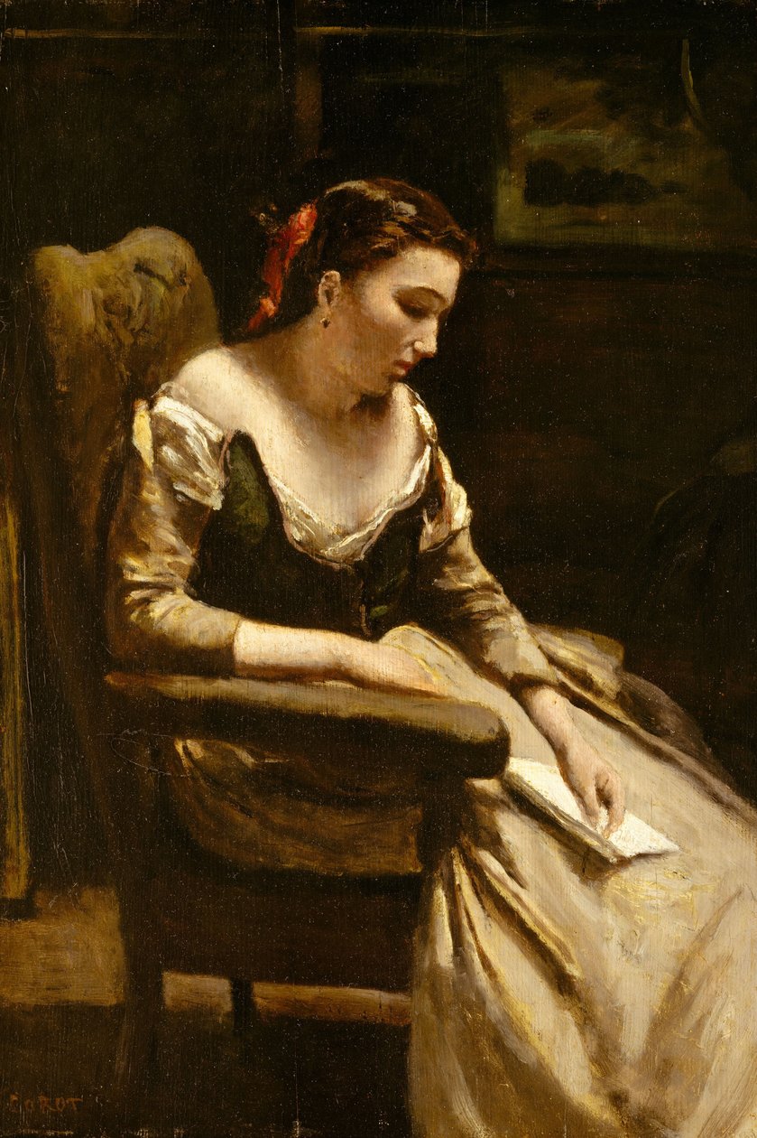 Brevet, ca 1865 (olja på trä) av Jean Baptiste Camille Corot