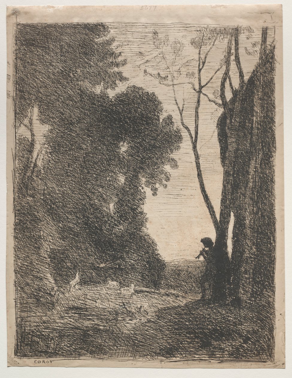 Den lilla herden, 1855. av Jean Baptiste Camille Corot