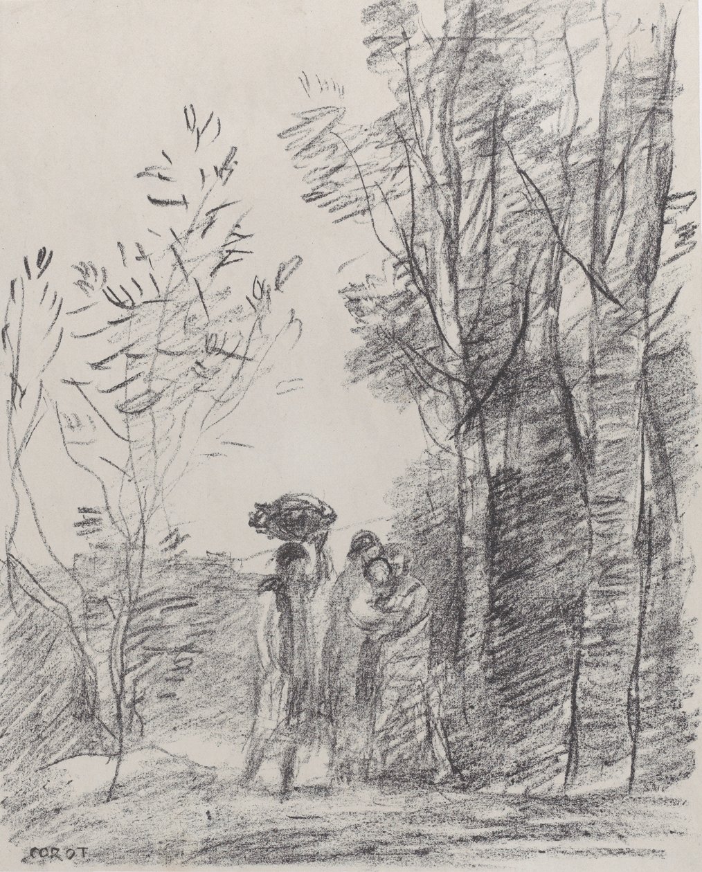 Mötet i lunden La Rencontre au bosquet, 1871. av Jean Baptiste Camille Corot