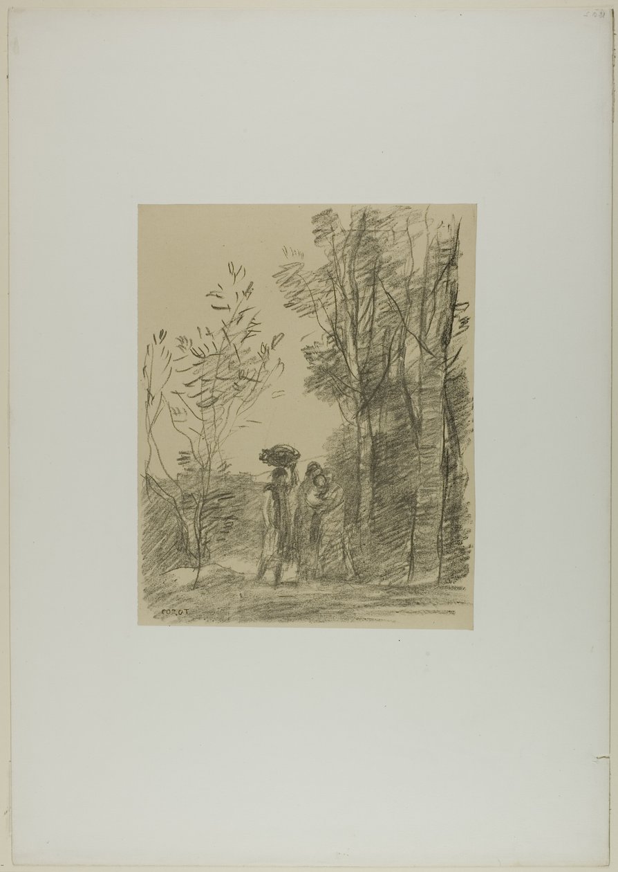 Mötet i skogen av Jean Baptiste Camille Corot