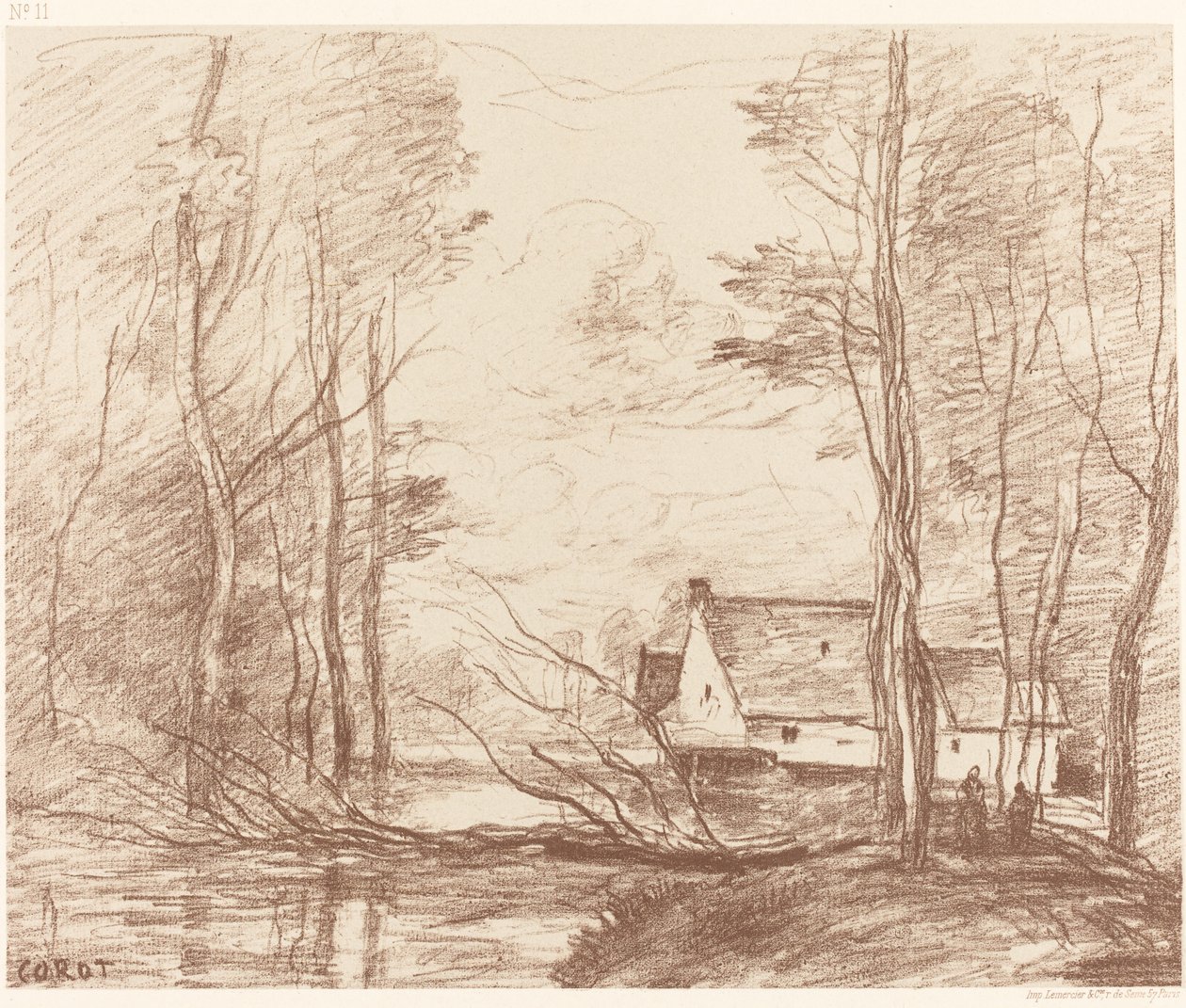 The Mill of Cuincy, nära Douai (Le Moulin de Cuincy, pres Douai) av Jean Baptiste Camille Corot