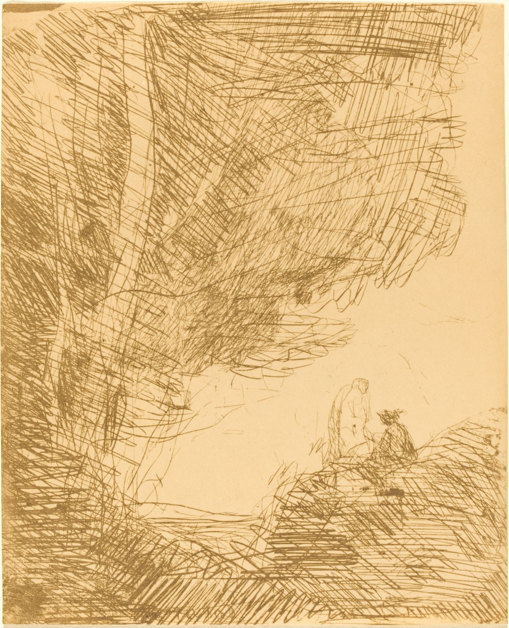 Poeten och hans musa Le Poete et la muse, 1871. av Jean Baptiste Camille Corot