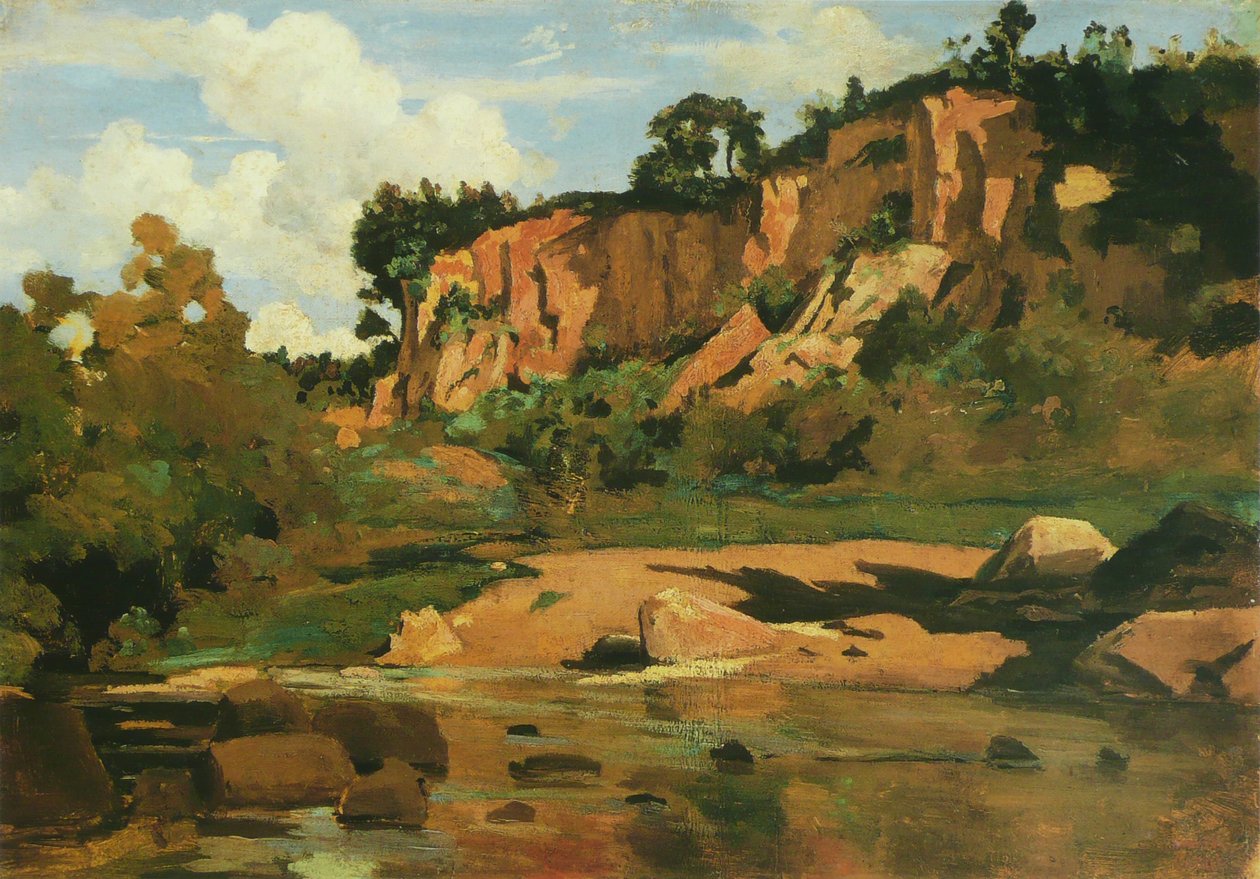 De röda klipporna vid Civita Castellana, c.1827 av Jean Baptiste Camille Corot