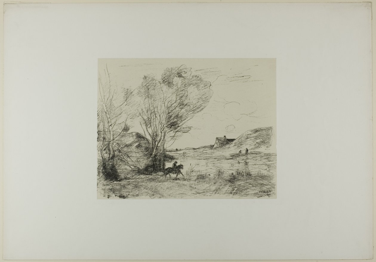 Ryttaren i vassen av Jean Baptiste Camille Corot
