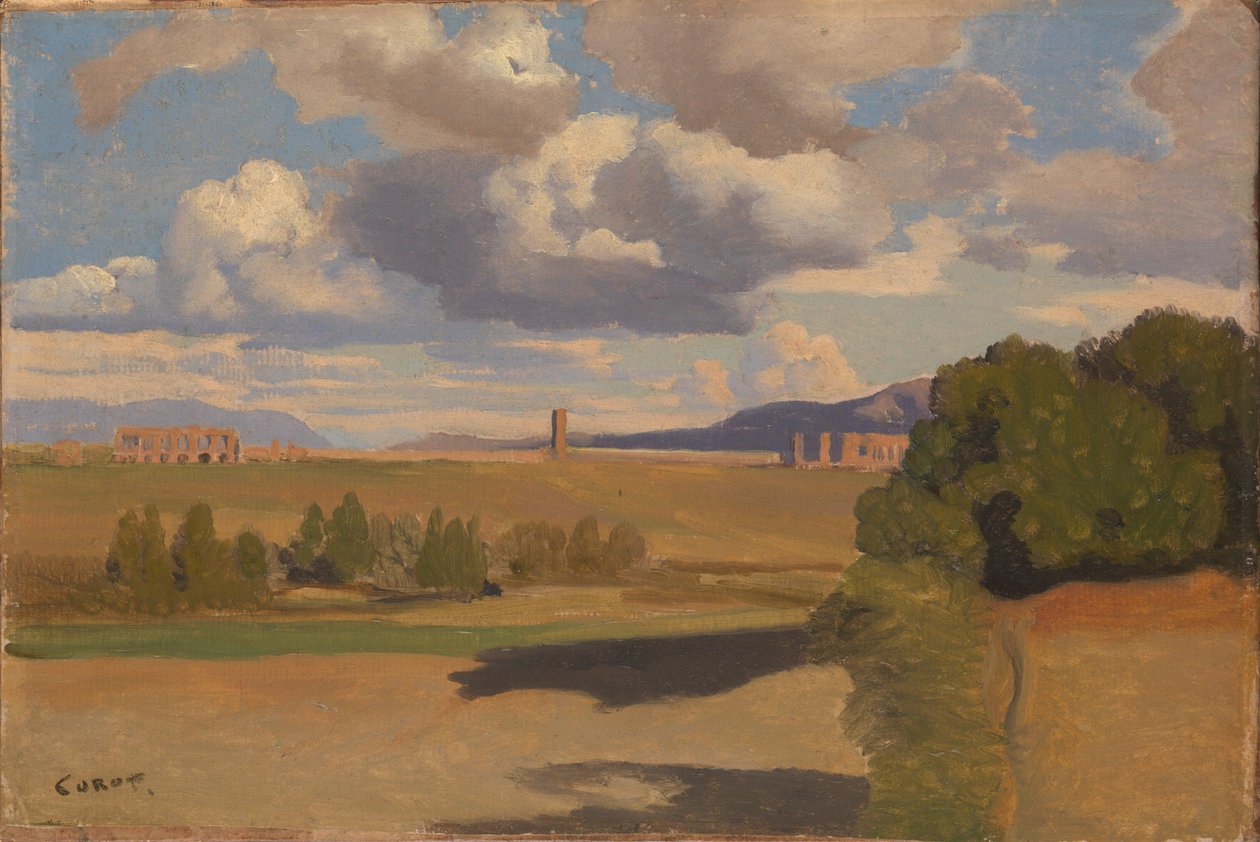 Den romerska Campagna, med den claudiska akvedukten av Jean Baptiste Camille Corot