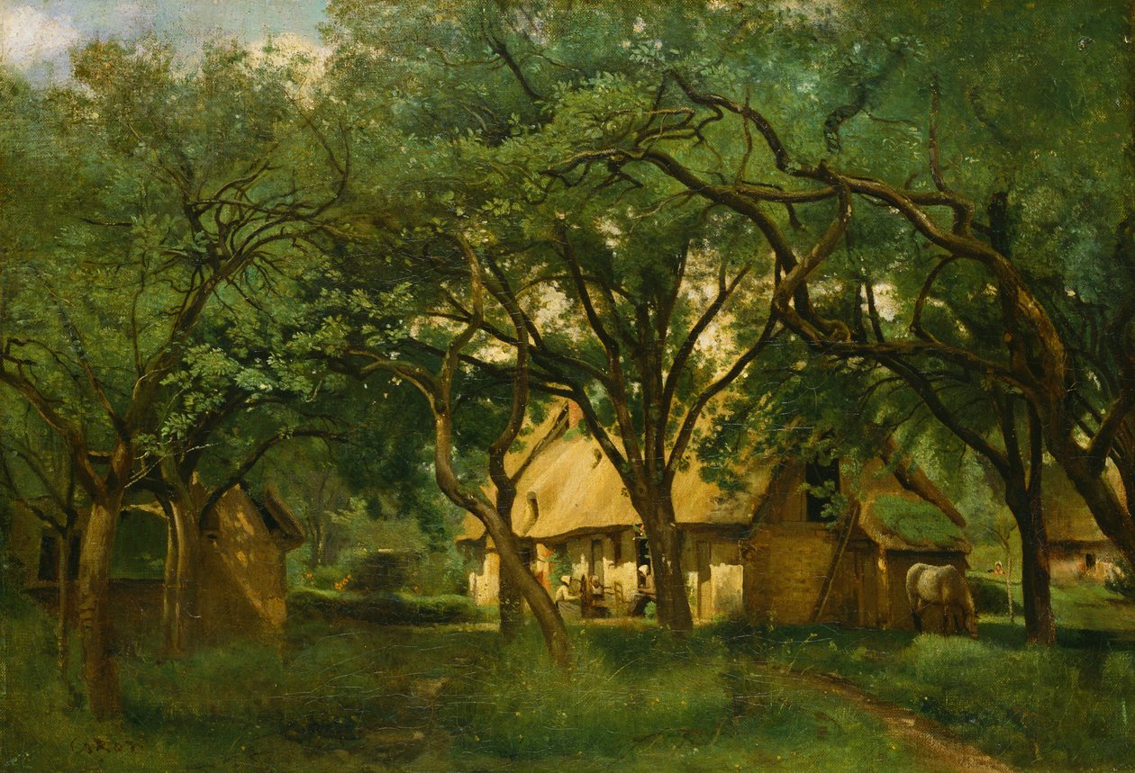 Toutain-gården vid Honfleur av Jean Baptiste Camille Corot