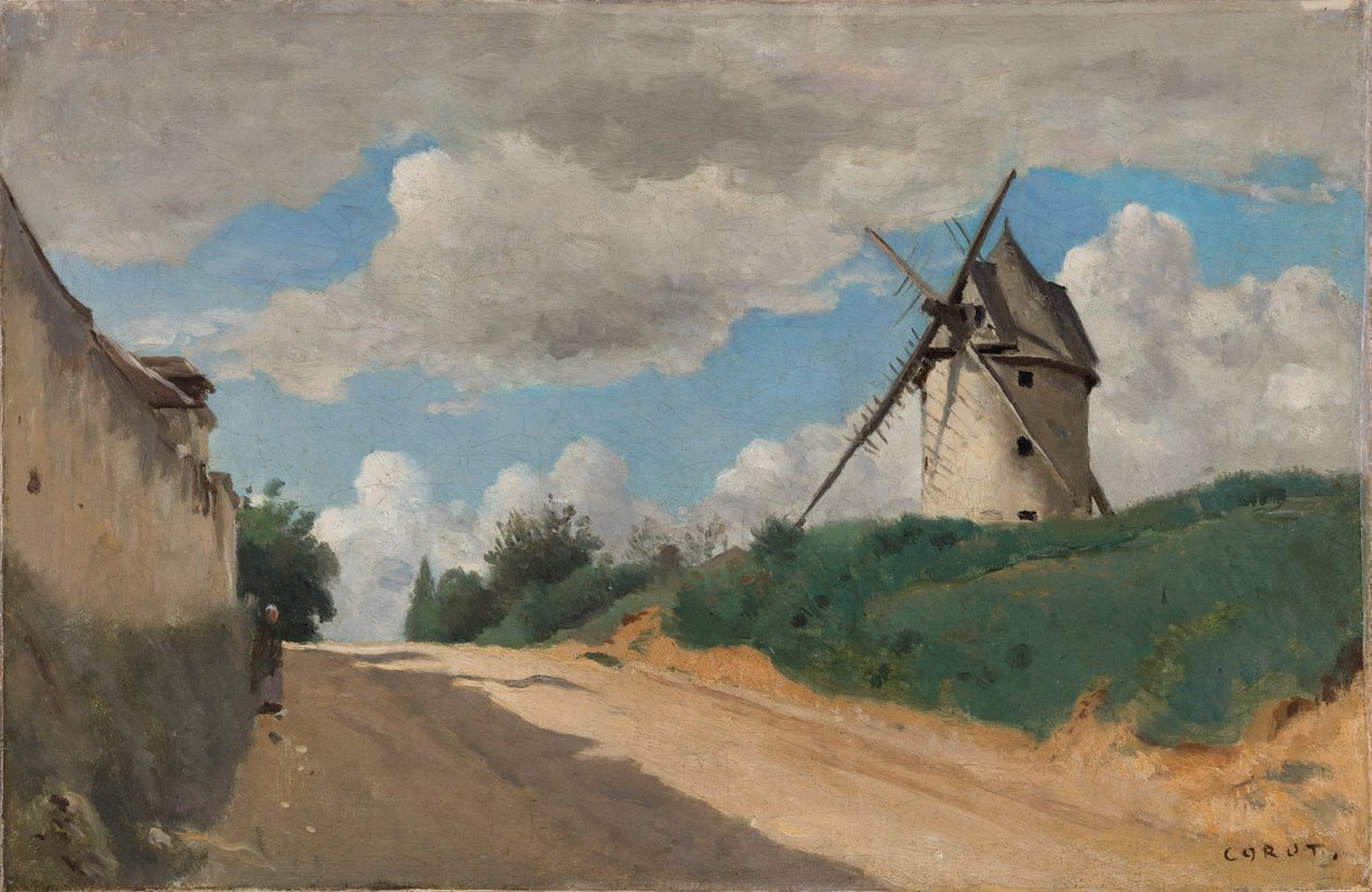 Väderkvarnen, ca 1835-1840. av Jean Baptiste Camille Corot