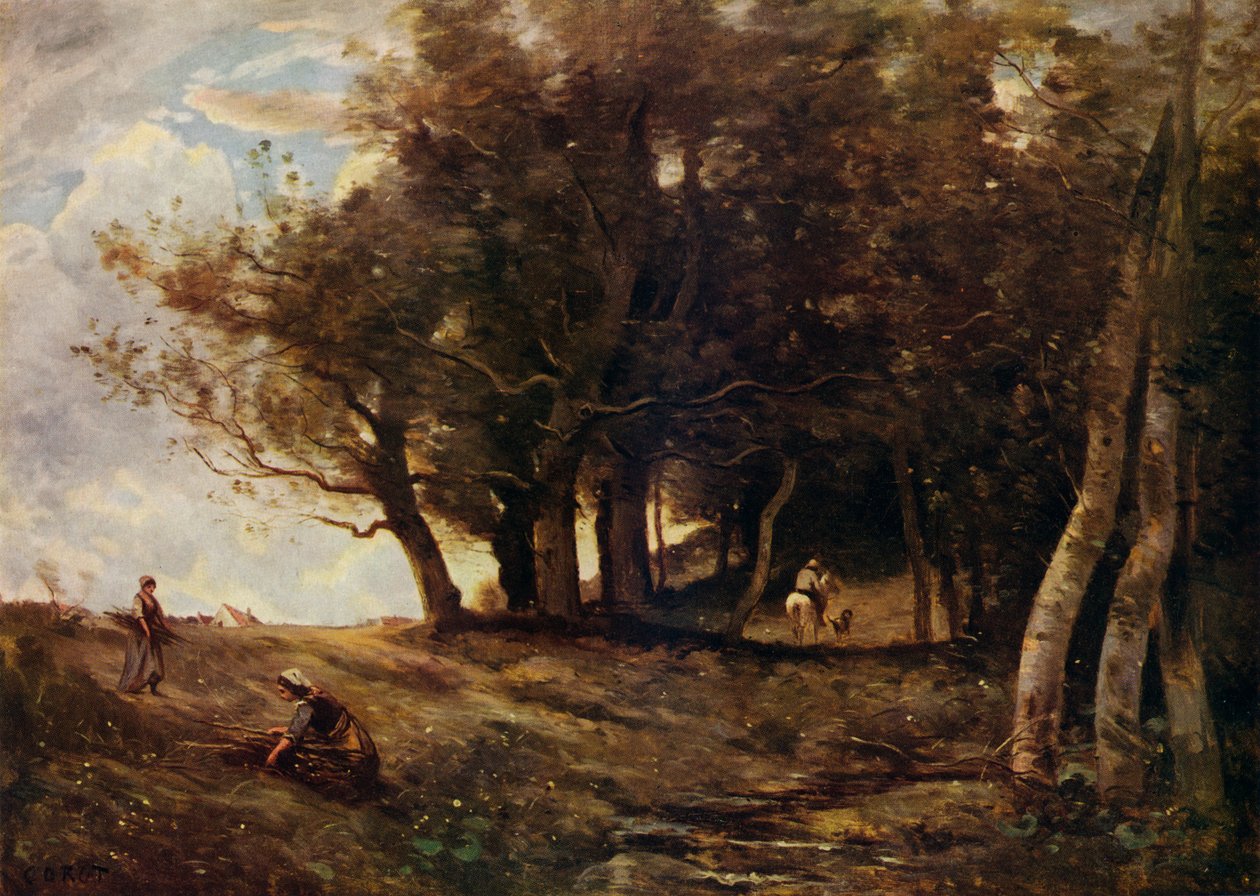 The Wood Gatherers, c1843 av Jean Baptiste Camille Corot