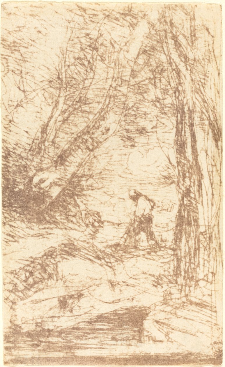 Rembrandts vedhuggare Le Bucheron de Rembrandt, 1853. av Jean Baptiste Camille Corot