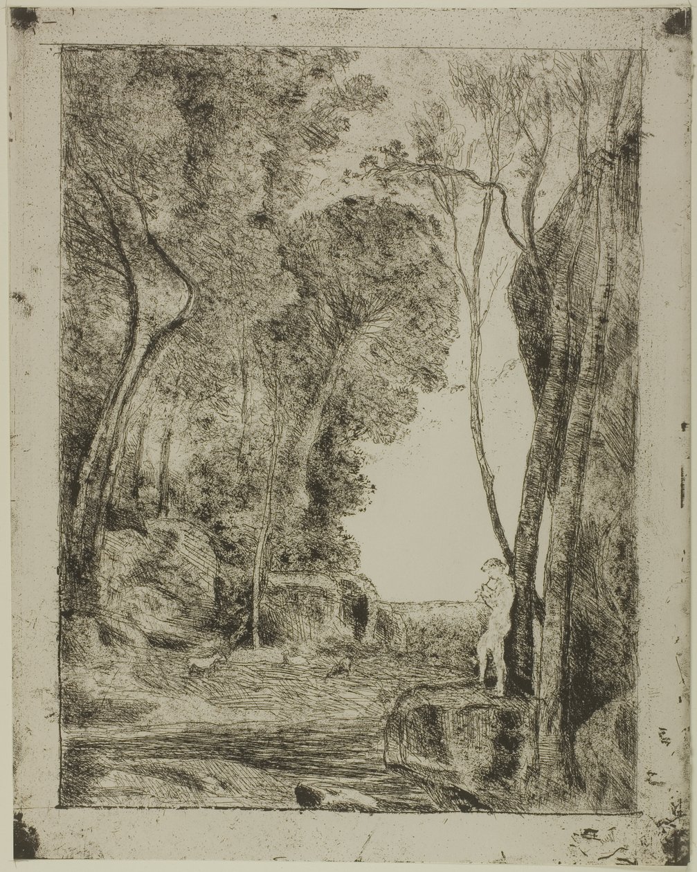 The Young Shepherd, första tallriken av Jean Baptiste Camille Corot