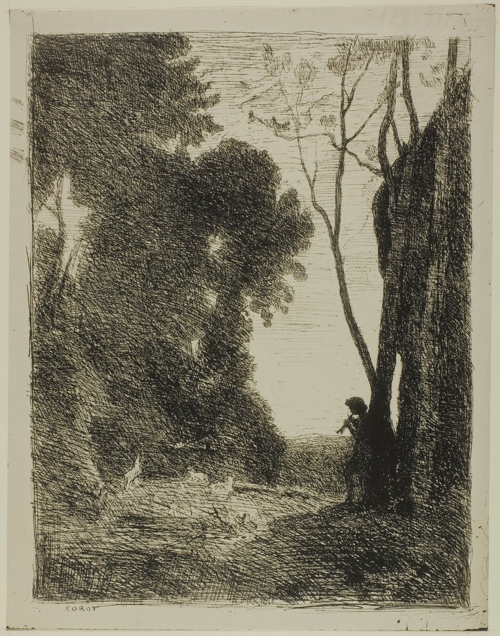 The Young Shepherd, andra plattan av Jean Baptiste Camille Corot