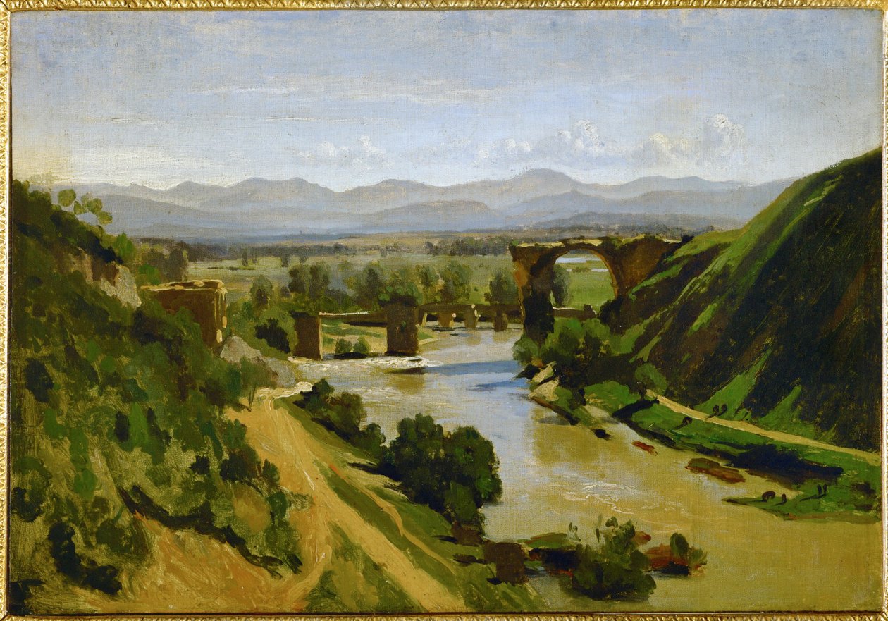 Bron vid Narni, Italien ... av Jean Baptiste Camille Corot