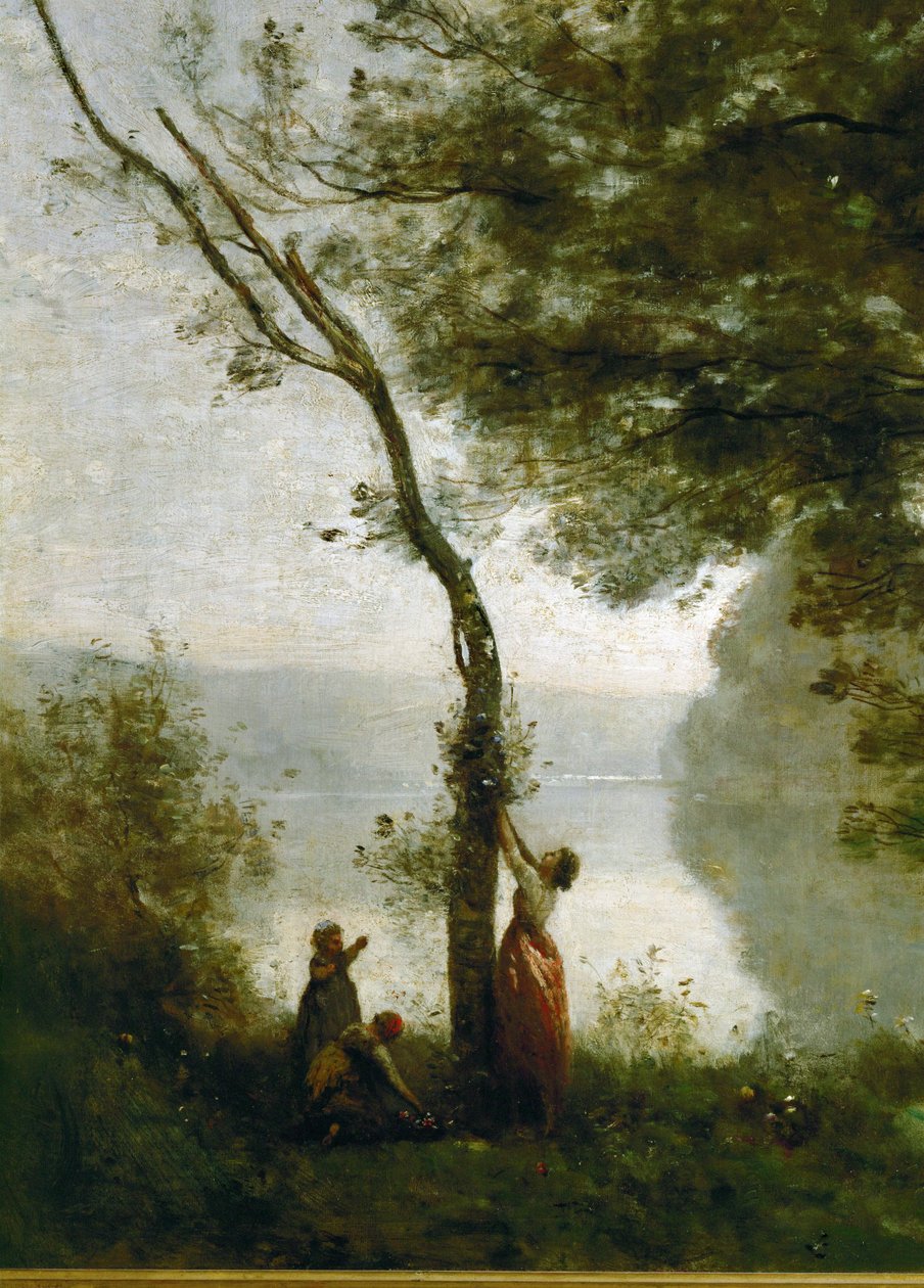 Träd och kvinna. Souvenir från Mortefontaine, Frankrike ... av Jean Baptiste Camille Corot