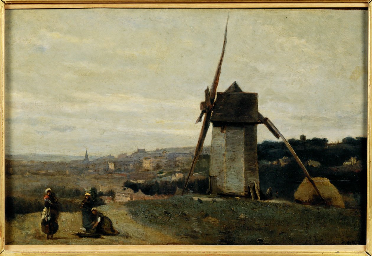 Un moulin a vent. Etretat - En väderkvarn. Etretat ... av Jean Baptiste Camille Corot