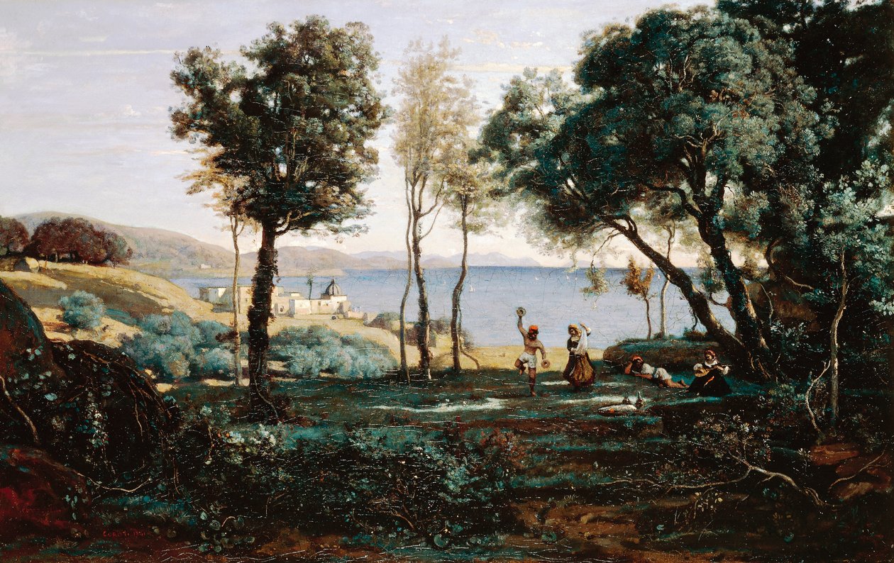 Utsikt nära Neapel av Jean Baptiste Camille Corot