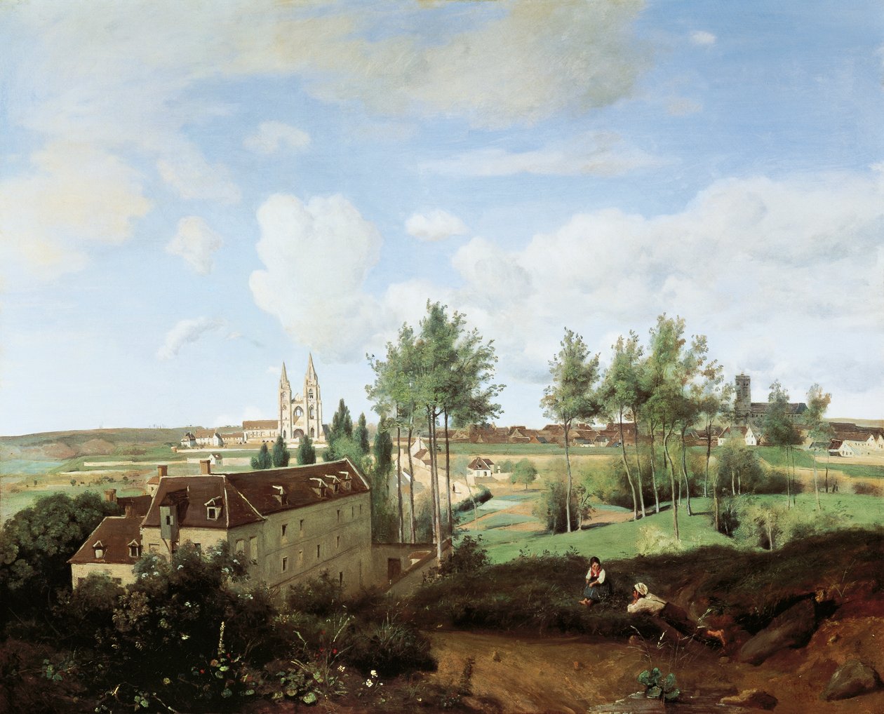 View of Soissons, av Jean-Baptiste-Camille Corot (1796-1875), 80x100 cm. av Jean Baptiste Camille Corot