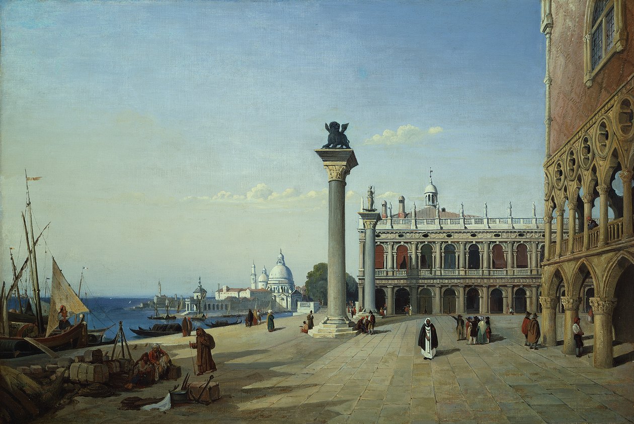 Vy över Venedig: Piazzetta sett från Riva degli Schiavoni av Jean Baptiste Camille Corot