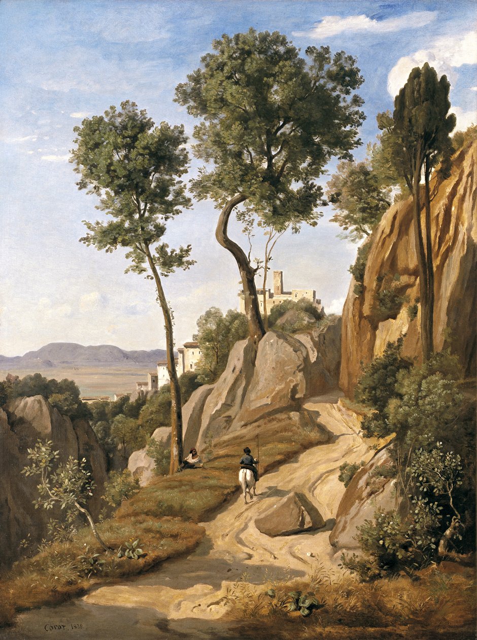 Utsikt över Volterra, 1838 av Jean Baptiste Camille Corot