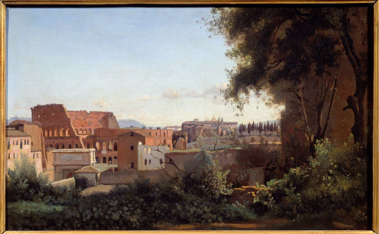 Utsikt över Colisee (Colosseo) i Rom från Farnese Gardens Målning av Camille Corot (1796-1875) 1826 Sön. 0,3x0,49 m av Jean Baptiste Camille Corot