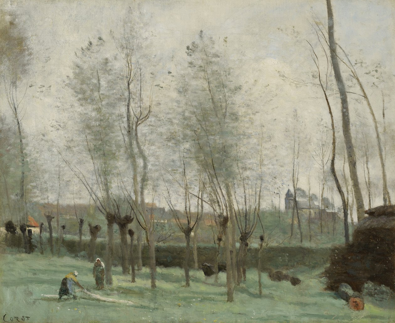 Tvättkvinnor i en Willow Grove, 1871 av Jean Baptiste Camille Corot