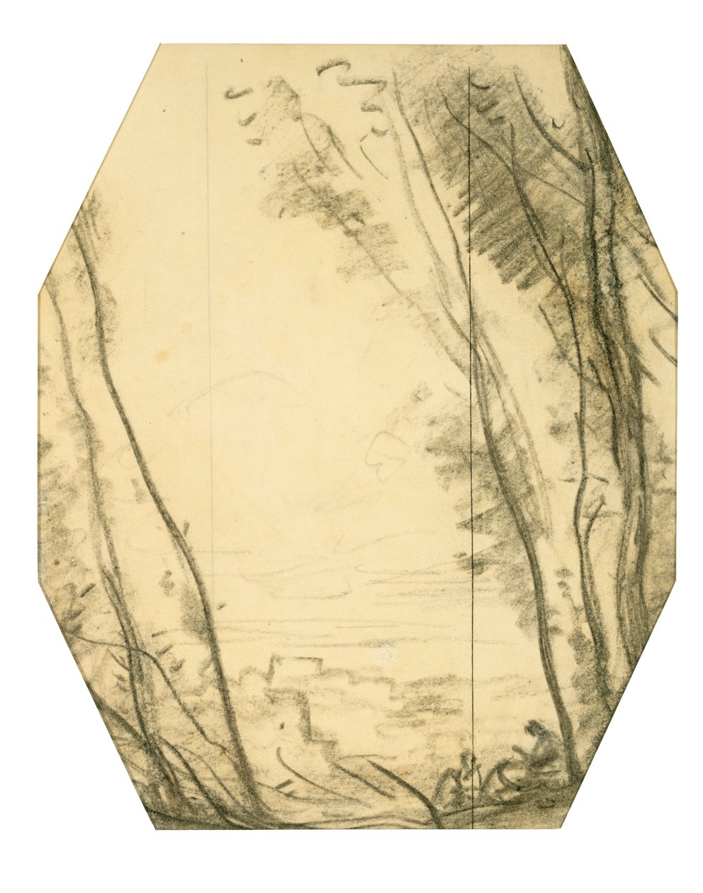 Woodland Scene (kol på vävt papper, fodrad med mullbärspapper) av Jean Baptiste Camille Corot